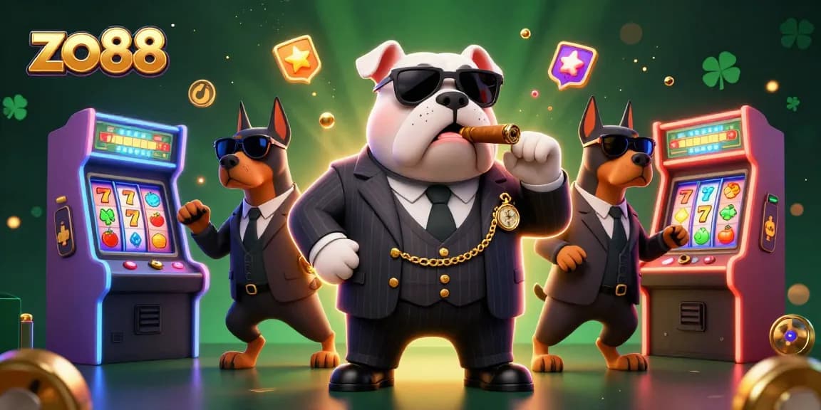 Play the exciting games and explore zo88's vibrant casino environment with a stylish mafia boss and his bodyguards.