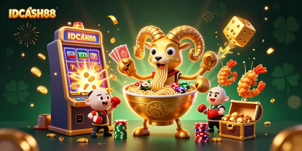 Play and win big at IDCASH88 with a vibrant casino experience featuring engaging characters and exciting game elements.