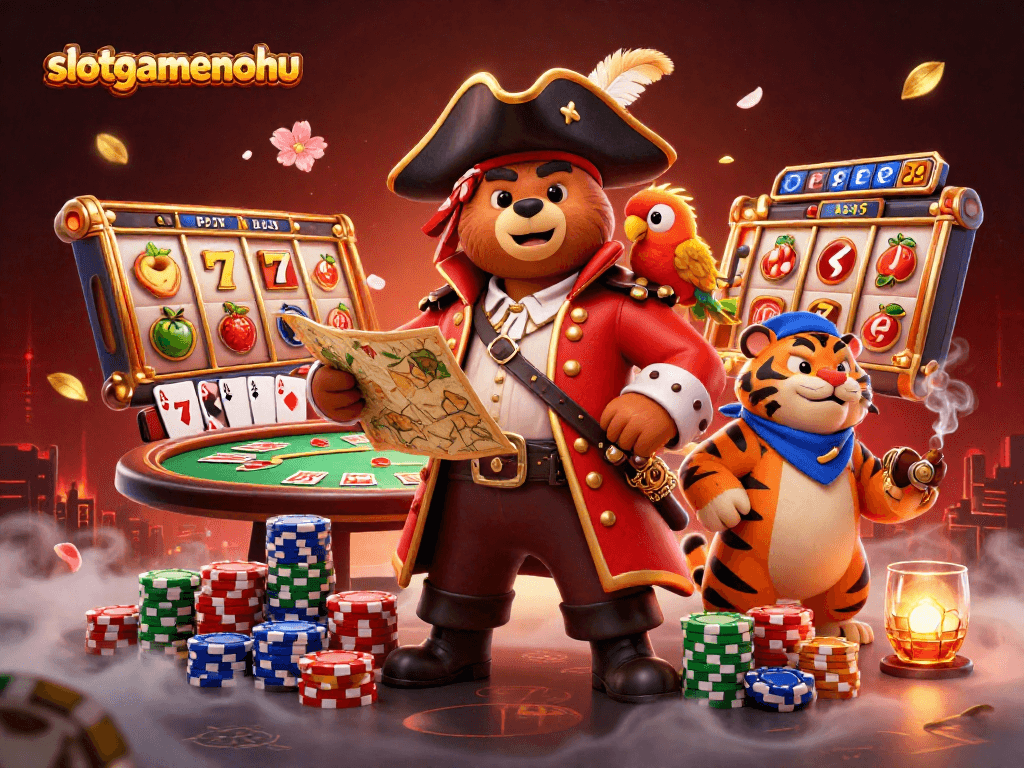 Experience the excitement of slotgamenohu with 3D animated characters engaged in lively casino games.
