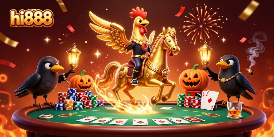 Play to win exciting games at hi888, featuring vibrant characters in a bustling casino.