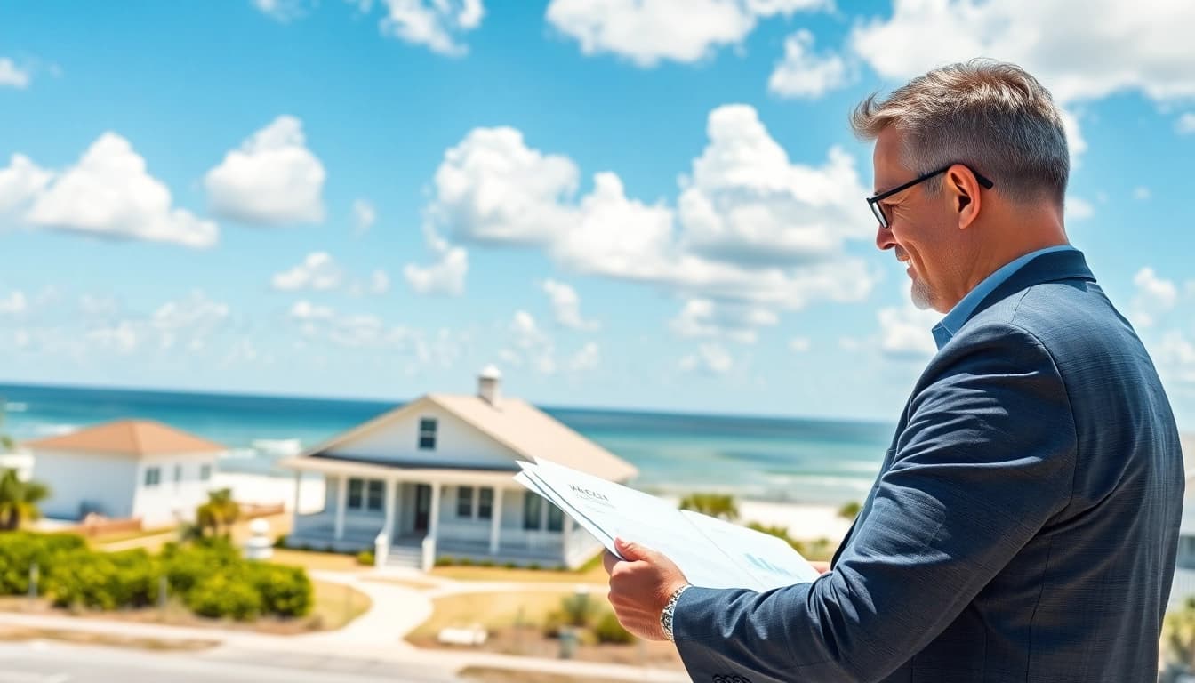 Assessing home value Pensacola FL with a real estate agent in a coastal setting.