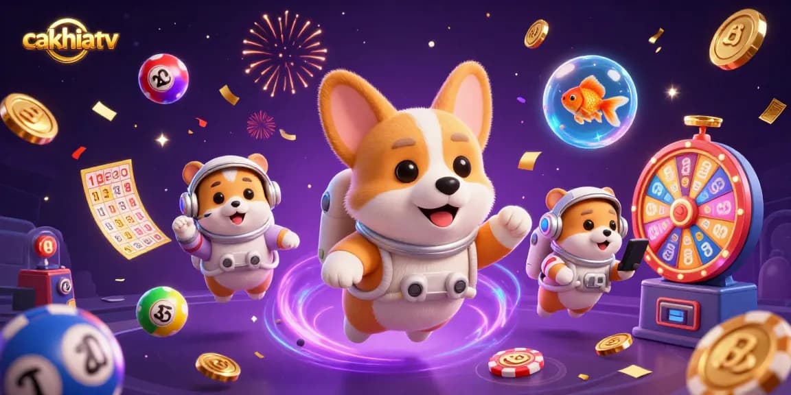 CakhiaTV brings excitement with a 3D astronaut corgi in an engaging casino scene.