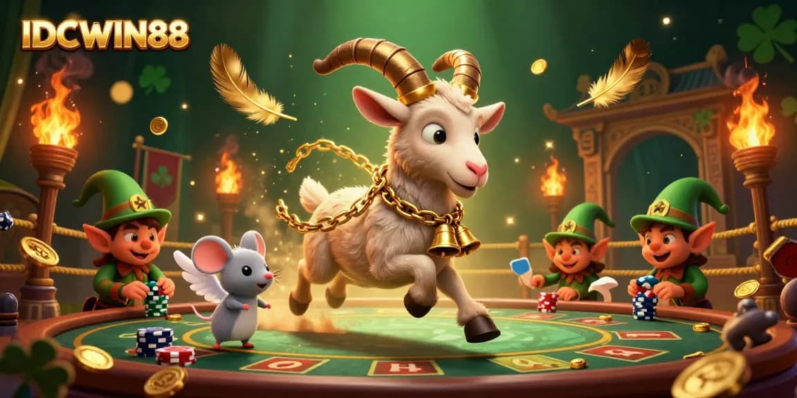 Experience the thrilling gameplay at IDCWIN88 with festive characters and vibrant casino elements.