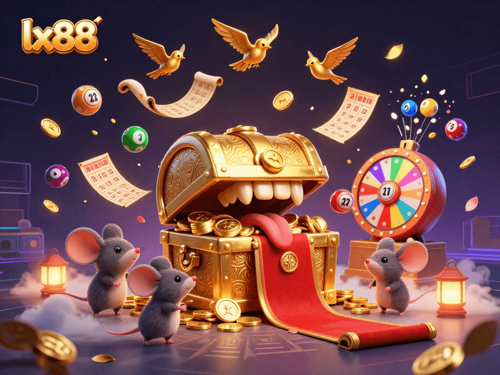Grab exciting lottery wins with lx88 as colorful balls and golden elements create magical gameplay.