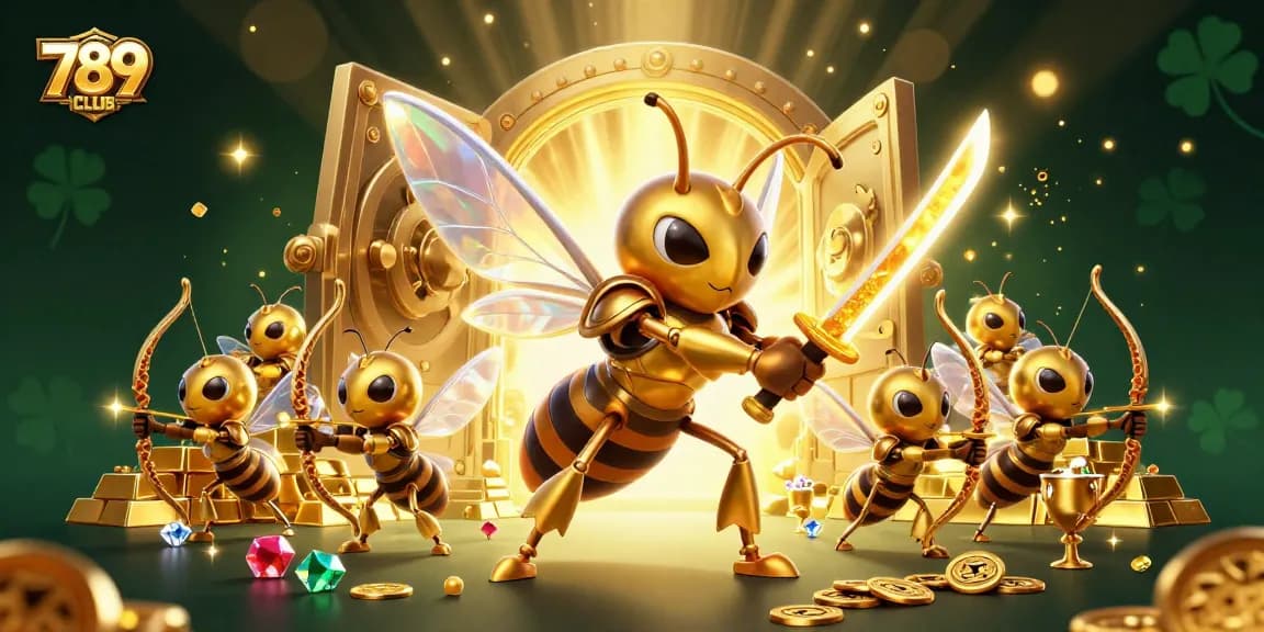Experience the excitement of 789CLUB with a lush 3D scene of golden treasures and dynamic characters.