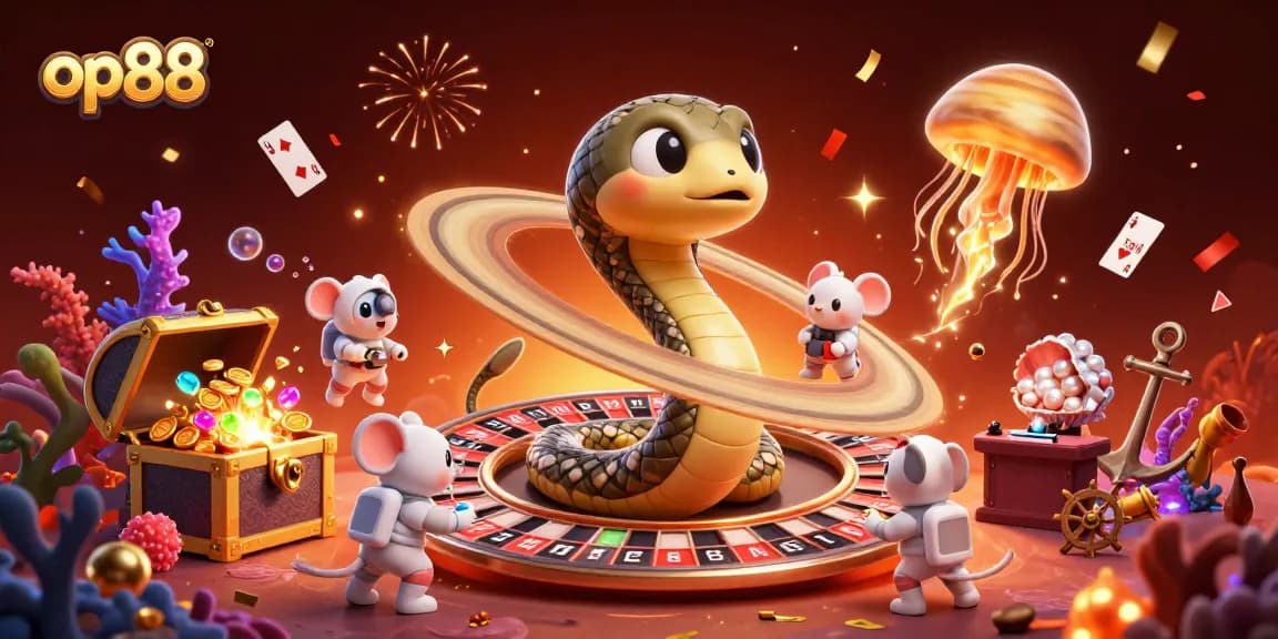 Experience thrilling gameplay at op88 with colorful casino elements and vibrant cosmic characters.