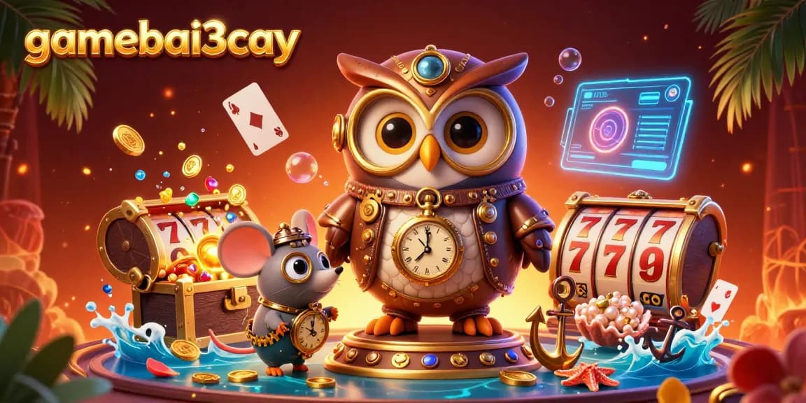 Experience thrilling gameplay with gamebai3cay's vibrant casino scene packed with slots, cards, and treasures.