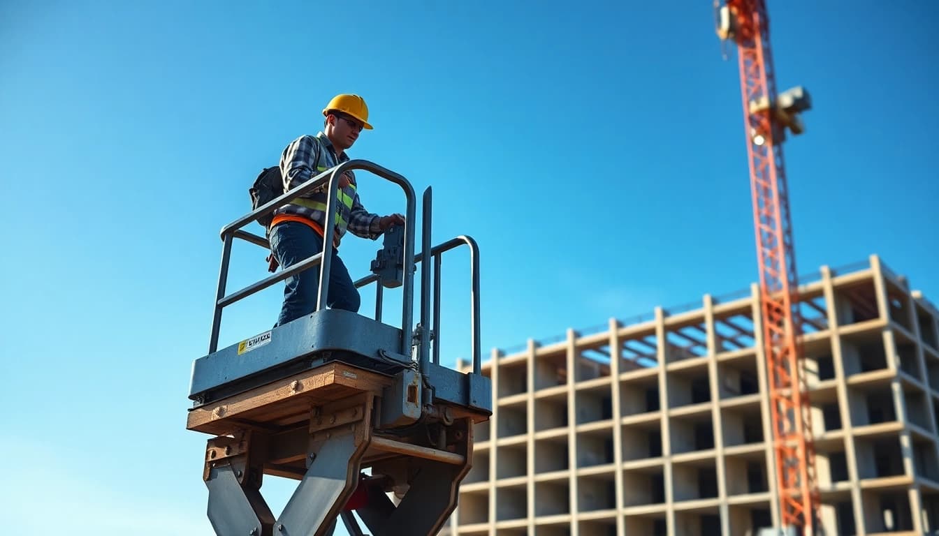 Manlift elevating a worker in an industrial setting, showcasing enhanced safety and efficiency.