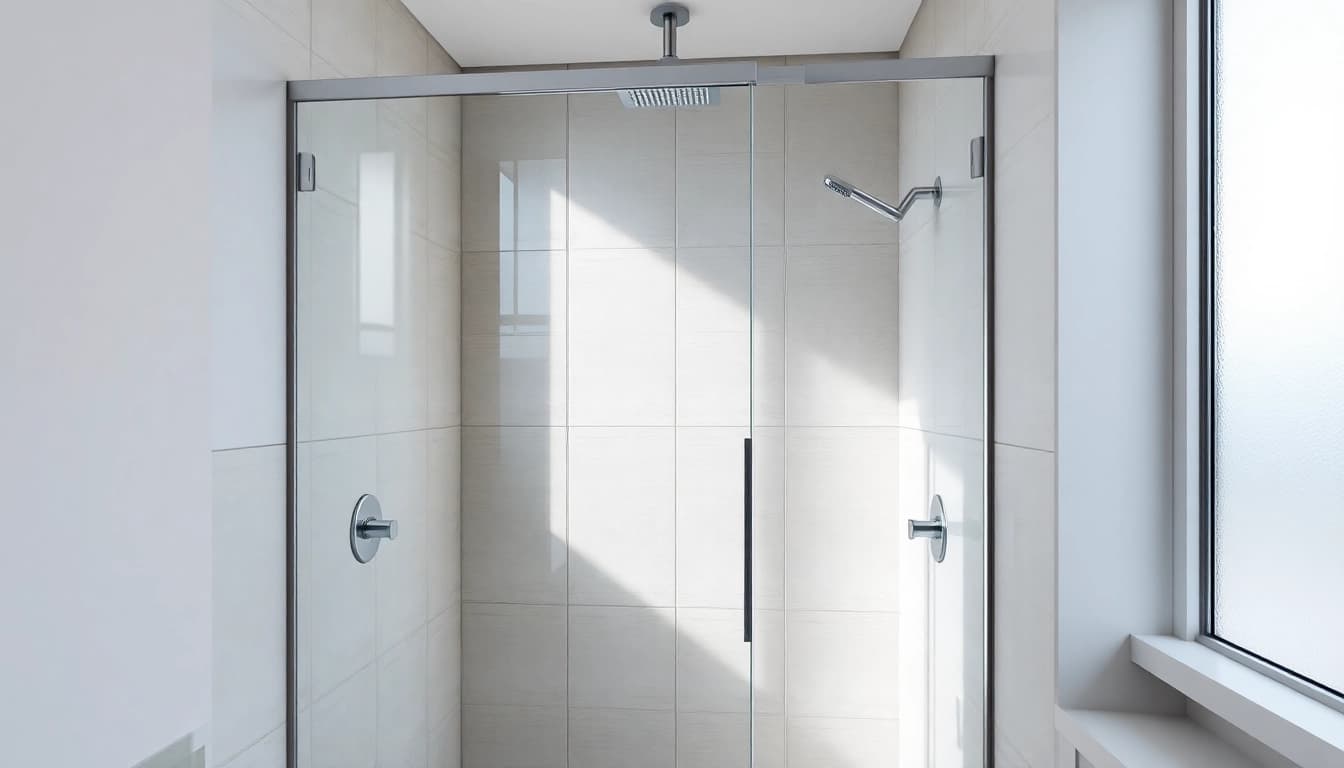 Showcasing elegant showers au with a modern glass shower screen in a stylish bathroom.