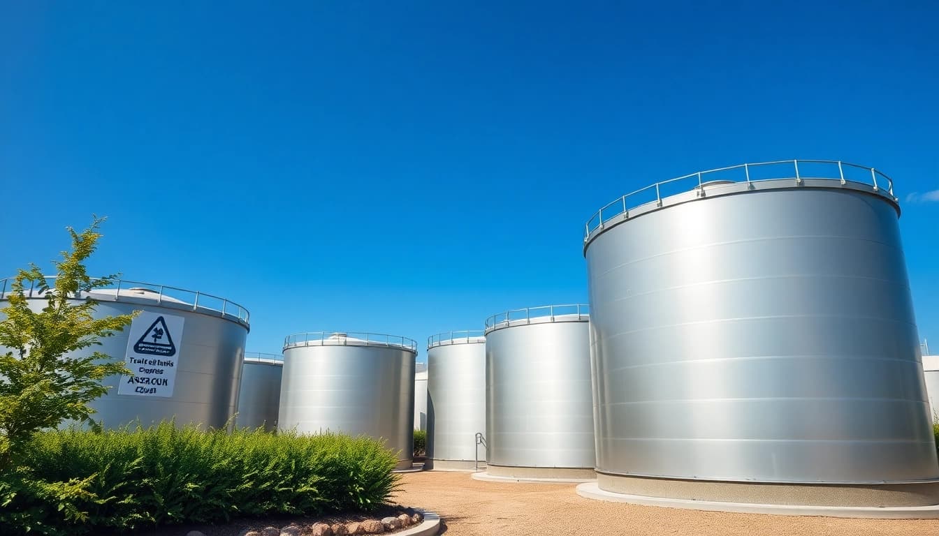 Above-Ground Storage Tank Design showcasing a variety of industrial tanks in a secure outdoor environment.