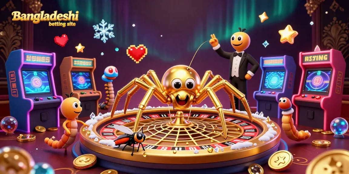 Engage in exciting bets at a Bangladeshi betting site with colorful 3D casino elements.