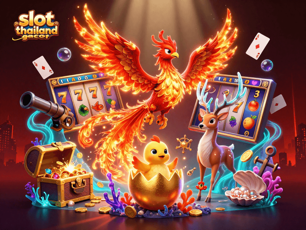 Experience thrilling wins with slot thailand gacor in this vibrant casino-themed illustration.