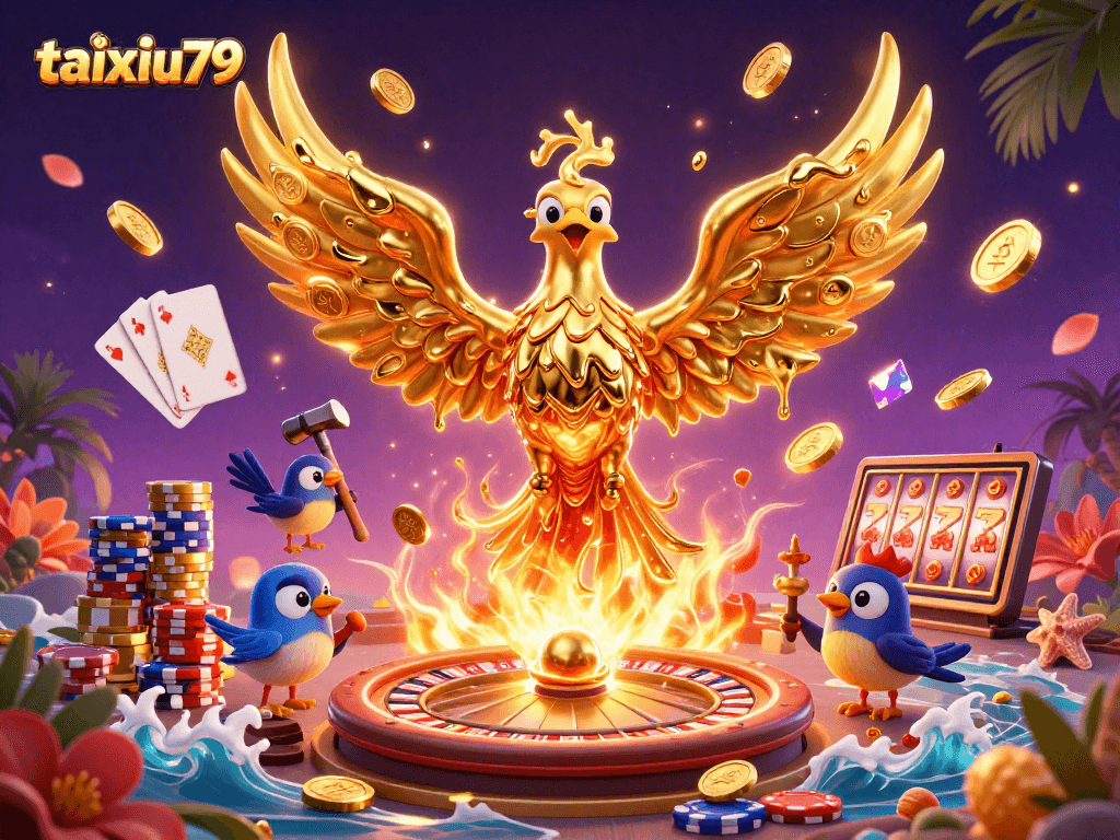 Experience thrilling action at taixiu79 with molten golden phoenix and casino elements