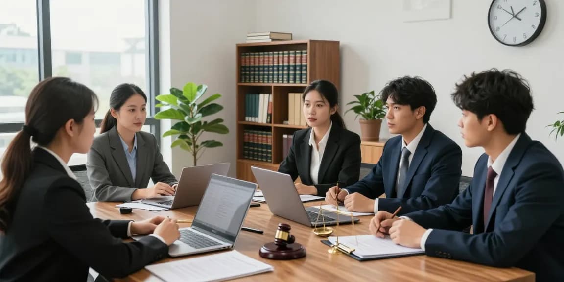 Professional lawyers collaborating in the office, seeking advice on yahoo for effective legal strategies.