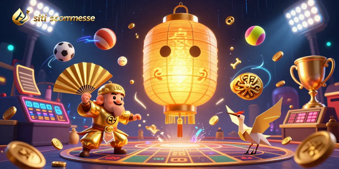 Punta sui siti scommesse con questa illustrazione 3D di un casinò notturno e personaggi avventurosi.