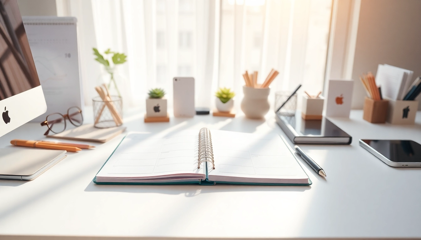 Optimize your Effortless Daily Organization with a beautifully arranged workspace featuring a planner.