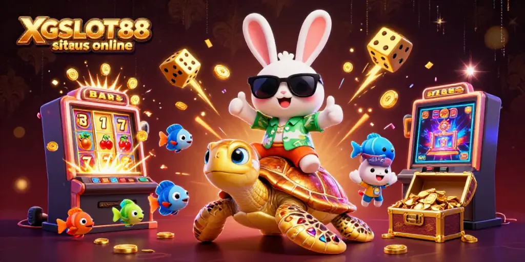 Permainan seru di XGSLOT88 situs online dengan kelinci dan penyu emas dalam suasana kasino