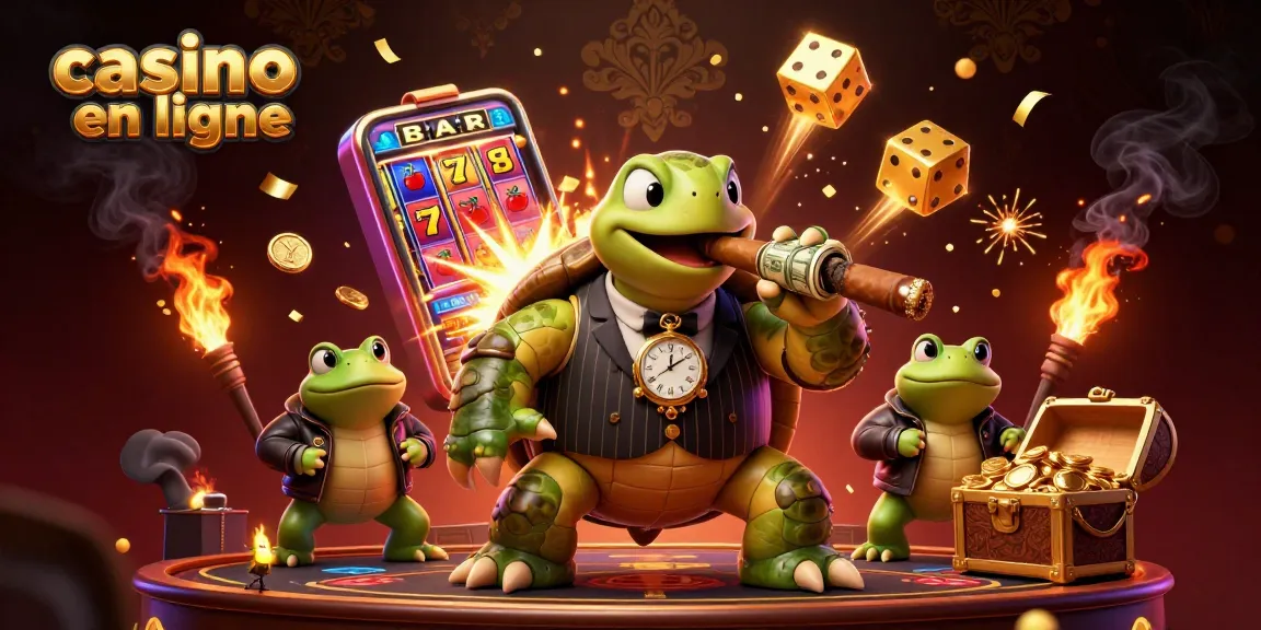 Profitez des jeux de casino en ligne avec des personnages animés dans une scène dynamique et colorée.
