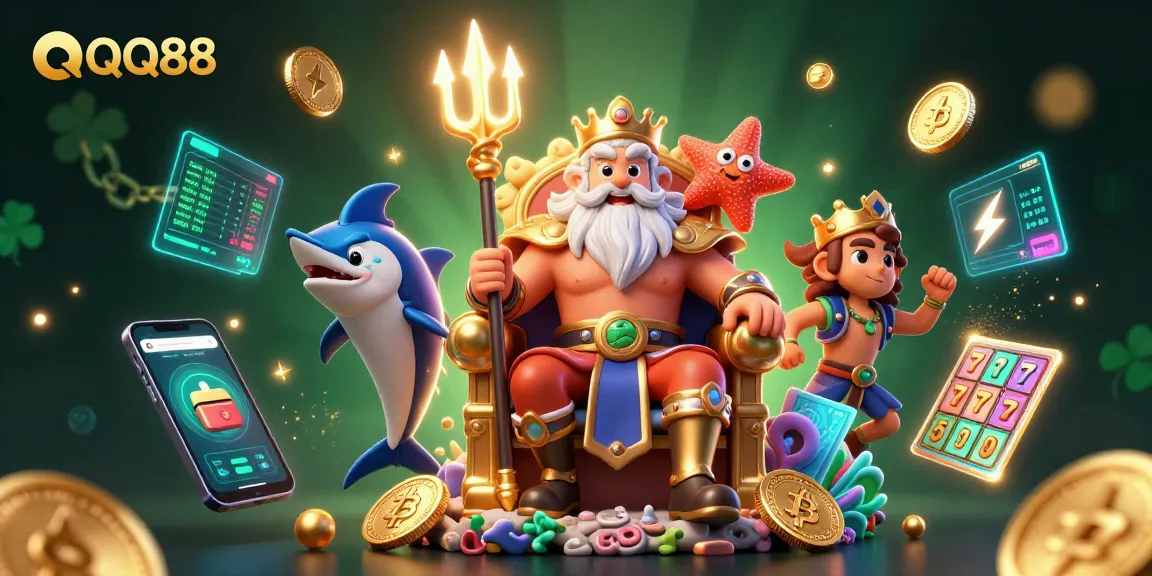 Engage in thrilling gameplay at QQ88, where vibrant slot reels and lively characters enhance your betting experience.