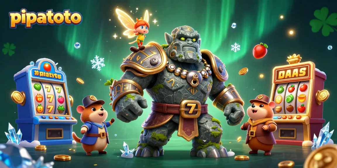 Experience thrilling wins with pipatoto's vibrant slots and characters in an engaging casino scene.