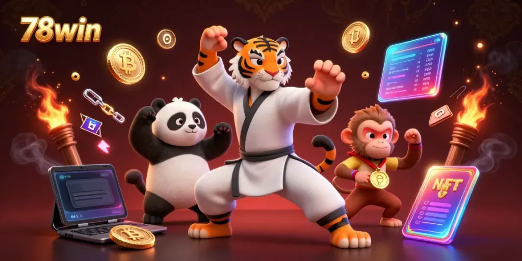 Experience high-stakes excitement at 78win with a lively animated scene capturing casino action.