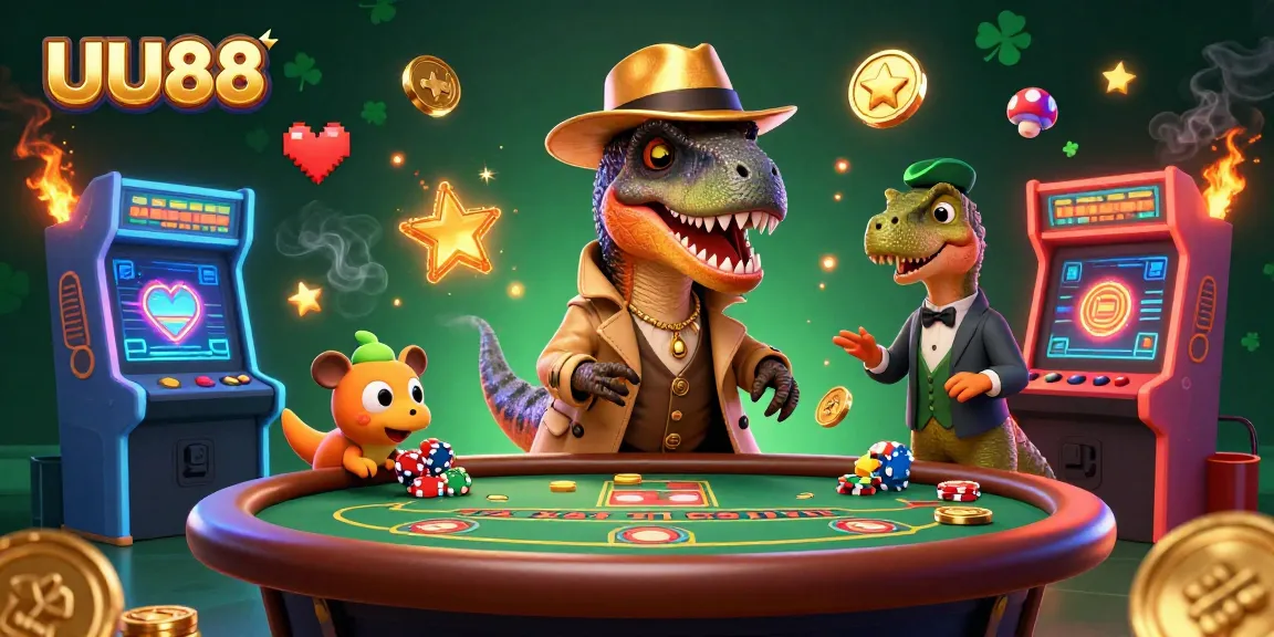 UU88 gamblers join a thrilling blackjack table with dynamic 3D characters in a vibrant casino scene.