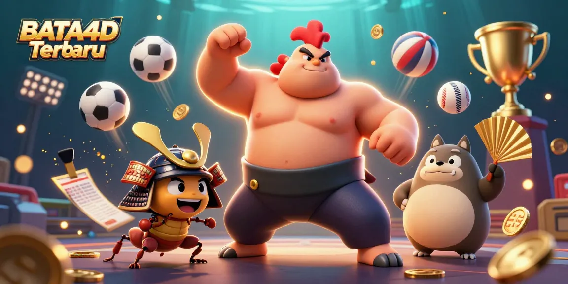 BATA4D Terbaru showcases a dynamic 3D scene with gaming characters engaging in vibrant sports-themed action