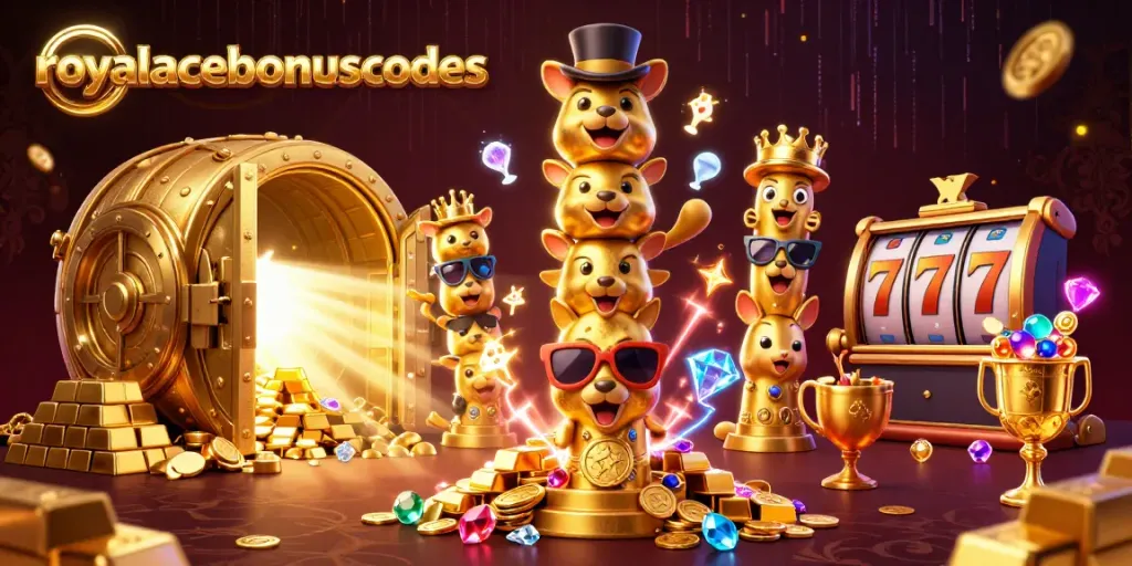 Players engage with royalacebonuscodes to unlock exciting free coins and bonuses in this vibrant 3D casino scene.