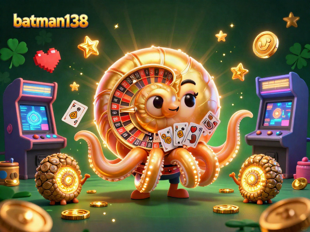 Experience thrilling action with batman138 as a giant nautilus spins a golden roulette wheel surrounded by glowing arcade elements.