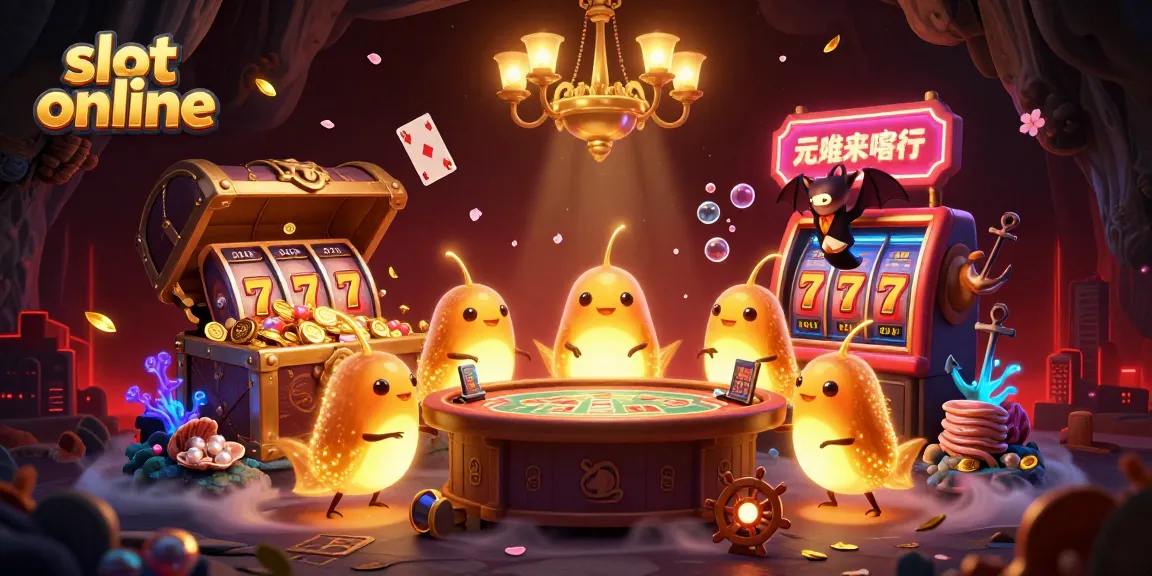 Experience the excitement of slot online games in a vibrant neon-lit casino filled with glowing elements.