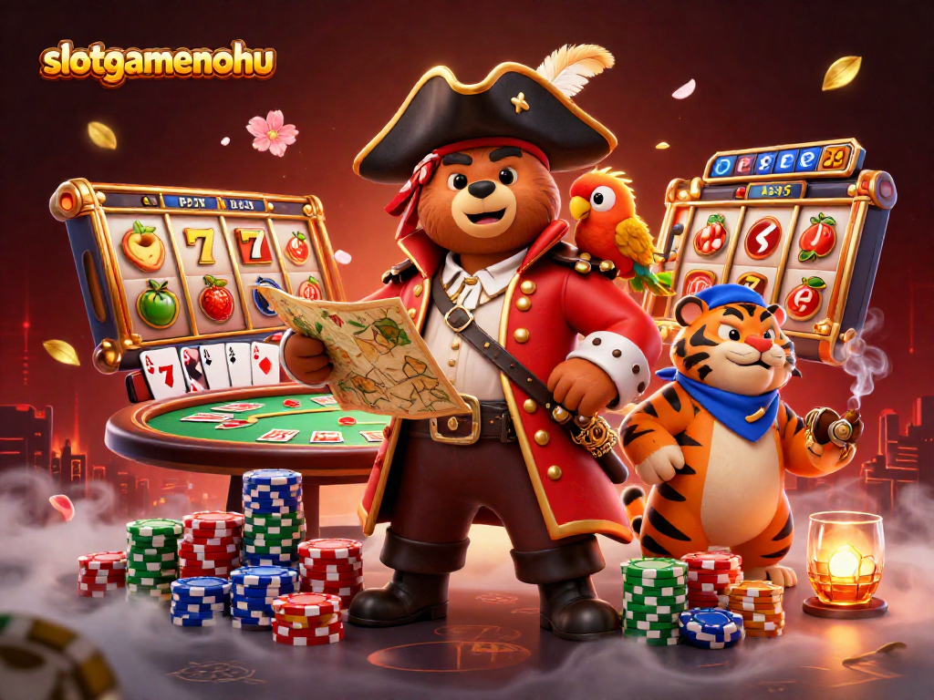 Experience the excitement of slotgamenohu with 3D animated characters engaged in lively casino games.
