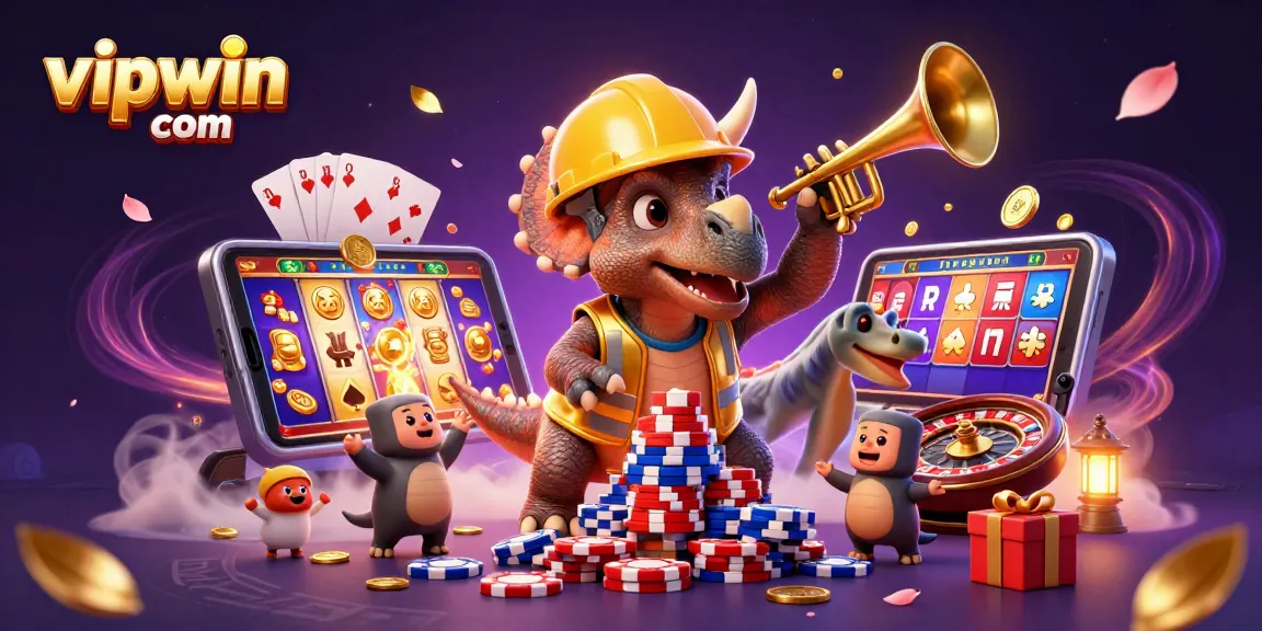 Experience the thrill at vipwin com with vibrant casino action as characters celebrate wins!