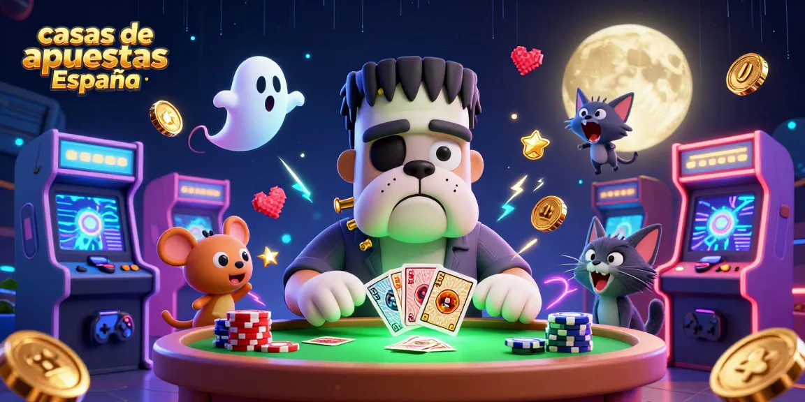 Disfruta de las casas de apuestas España con un emocionante bulldog de Frankenstein que reparte cartas.