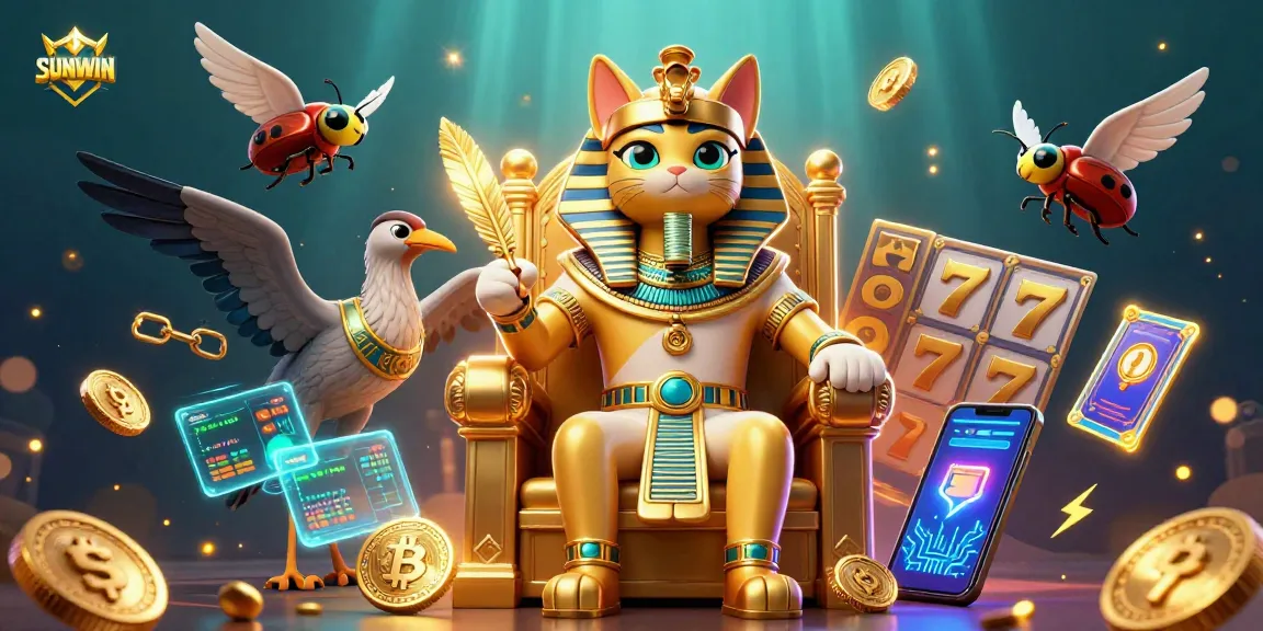 SUNWIN's vibrant pharaoh and ibis create excitement, showcasing slots, crypto, and jackpots