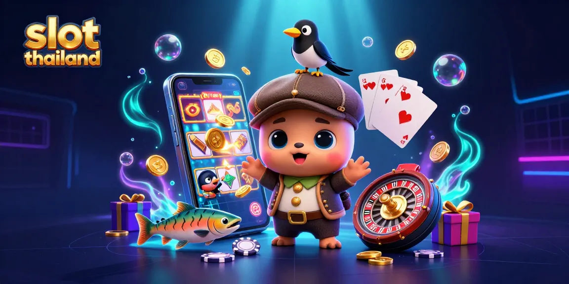 Experience exciting slot thailand games with a playful Loch Ness monster and friends in a vibrant casino scene.