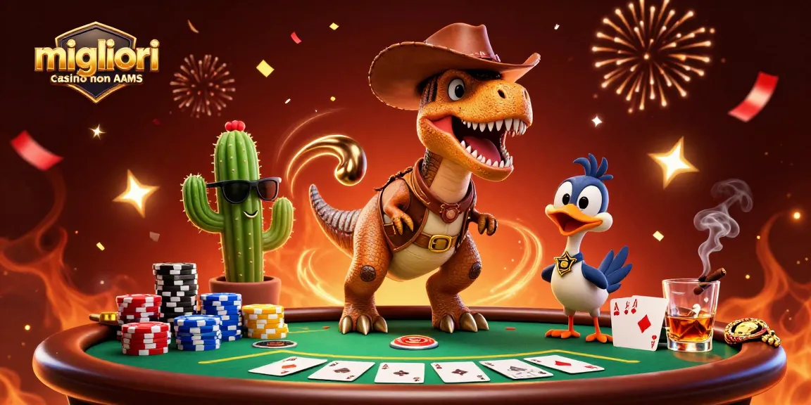 Gioca nei migliori casino non AAMS e scopri tavoli di poker emozionanti in un'illustrazione vivace.