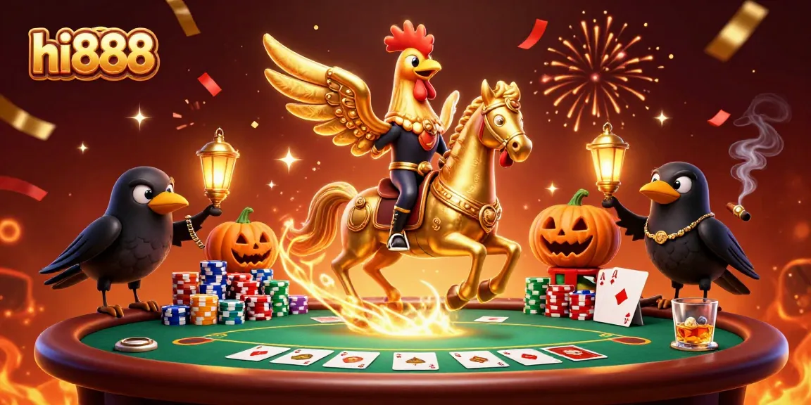 Play to win exciting games at hi888, featuring vibrant characters in a bustling casino.