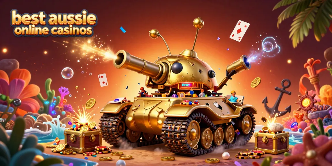 Experience the excitement at the best aussie online casinos showcased through a vibrant 3D illustration.