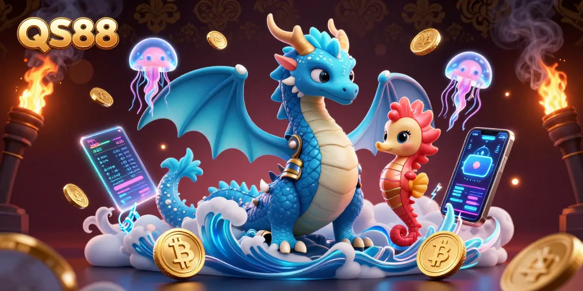 Experience winning with QS88, featuring an azure water dragon, seahorse knight, and neon jellyfish.