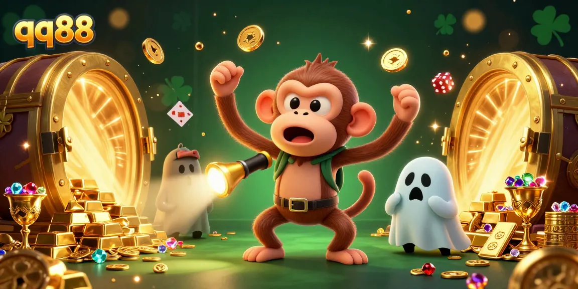 Experience action at qq88 with a mischievous ghost and golden casino treasures!