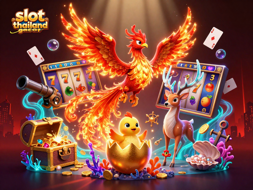 Experience thrilling wins with slot thailand gacor in this vibrant casino-themed illustration.