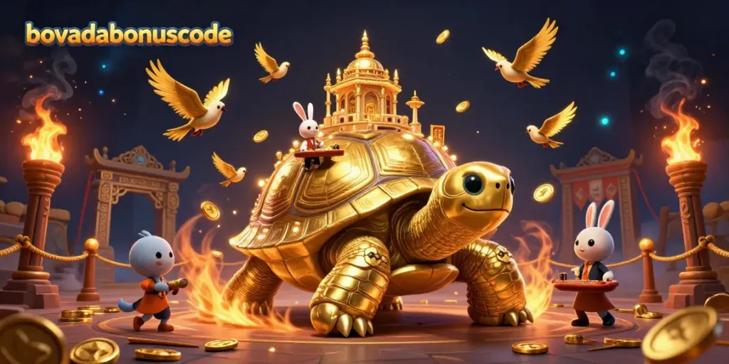 Win big using the bovadabonuscode at a vibrant golden tortoise casino scene.