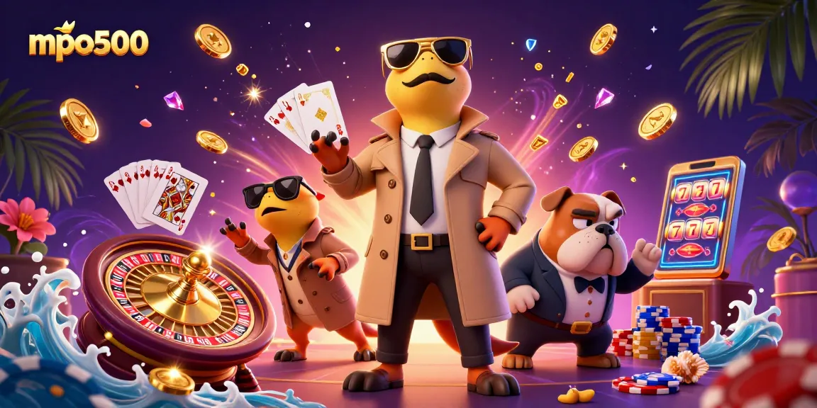 mpo500 raptors sneak into VIP casino lounge, surrounded by casino game elements and fun