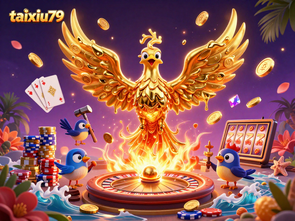 Experience thrilling action at taixiu79 with molten golden phoenix and casino elements
