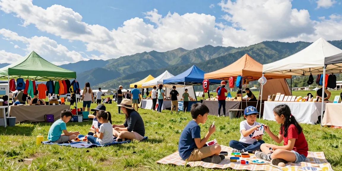 Families enjoying adventures at a vibrant festival showcasing mantra88 activities in a scenic outdoor setting.