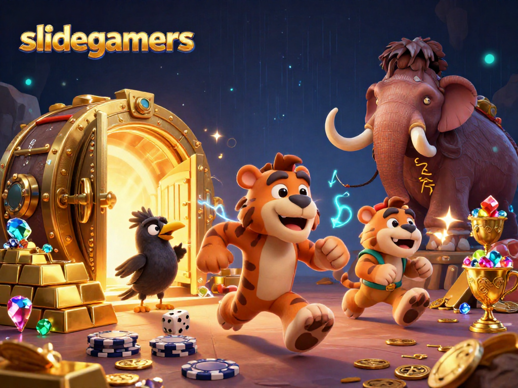 Experience thrilling gameplay with slidegamers at a prehistoric casino filled with treasures.