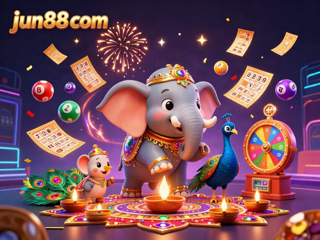 Engage in thrilling gameplay at jun88 com with vibrant lottery elements and celebratory atmosphere.