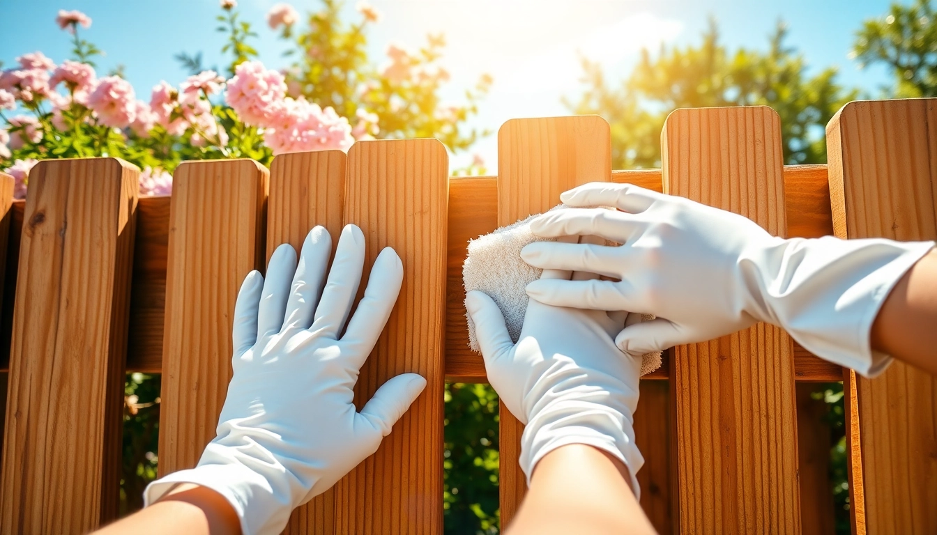 Engaging Fence Cleaning service revitalizing a wooden fence with detailed tools and techniques.