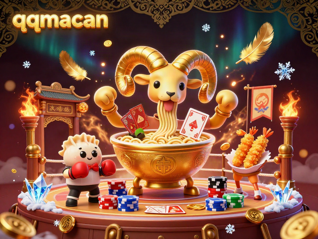 Engage with the thrilling world of qqmacan as the golden ramen bowl deals cards amongst swirling golden feathers.