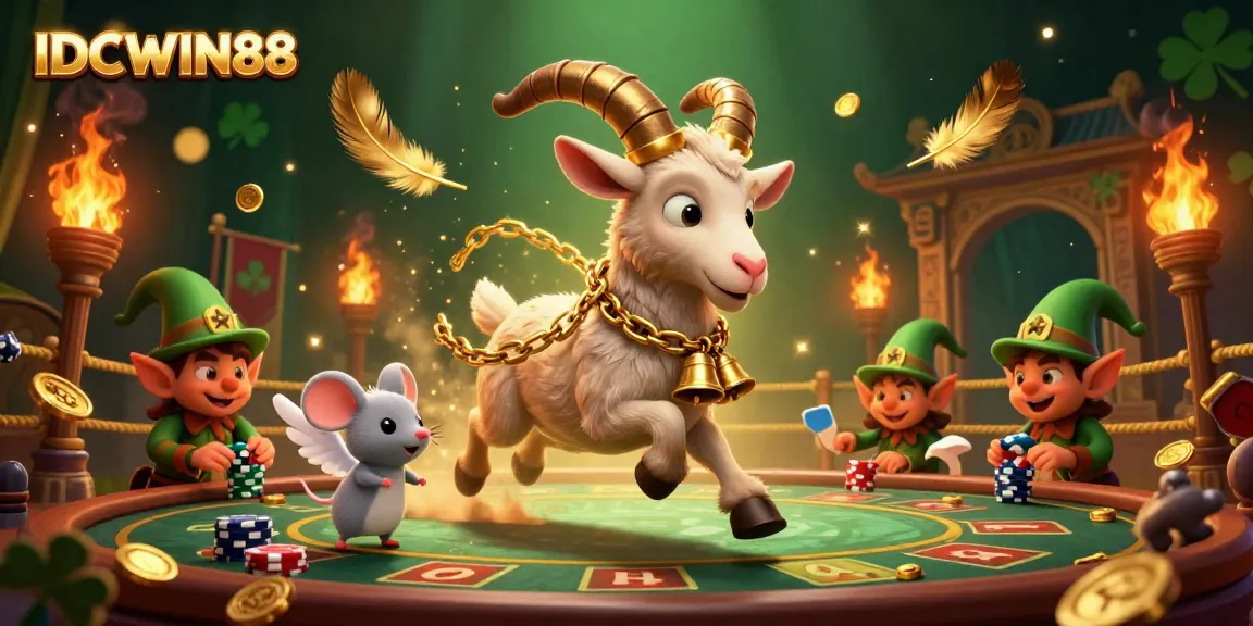 Experience the thrilling gameplay at IDCWIN88 with festive characters and vibrant casino elements.